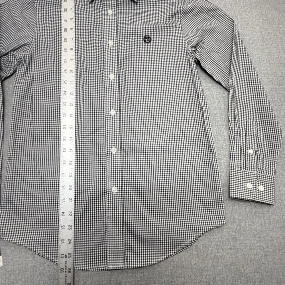 NWT Lauren Ralph Lauren Boys 14 Gingham Button Down Dress Shirt Black White LS
